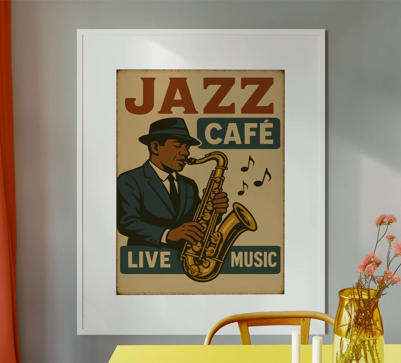 Vintage Jazz Café Live Music Art poster de Jester Krew Art