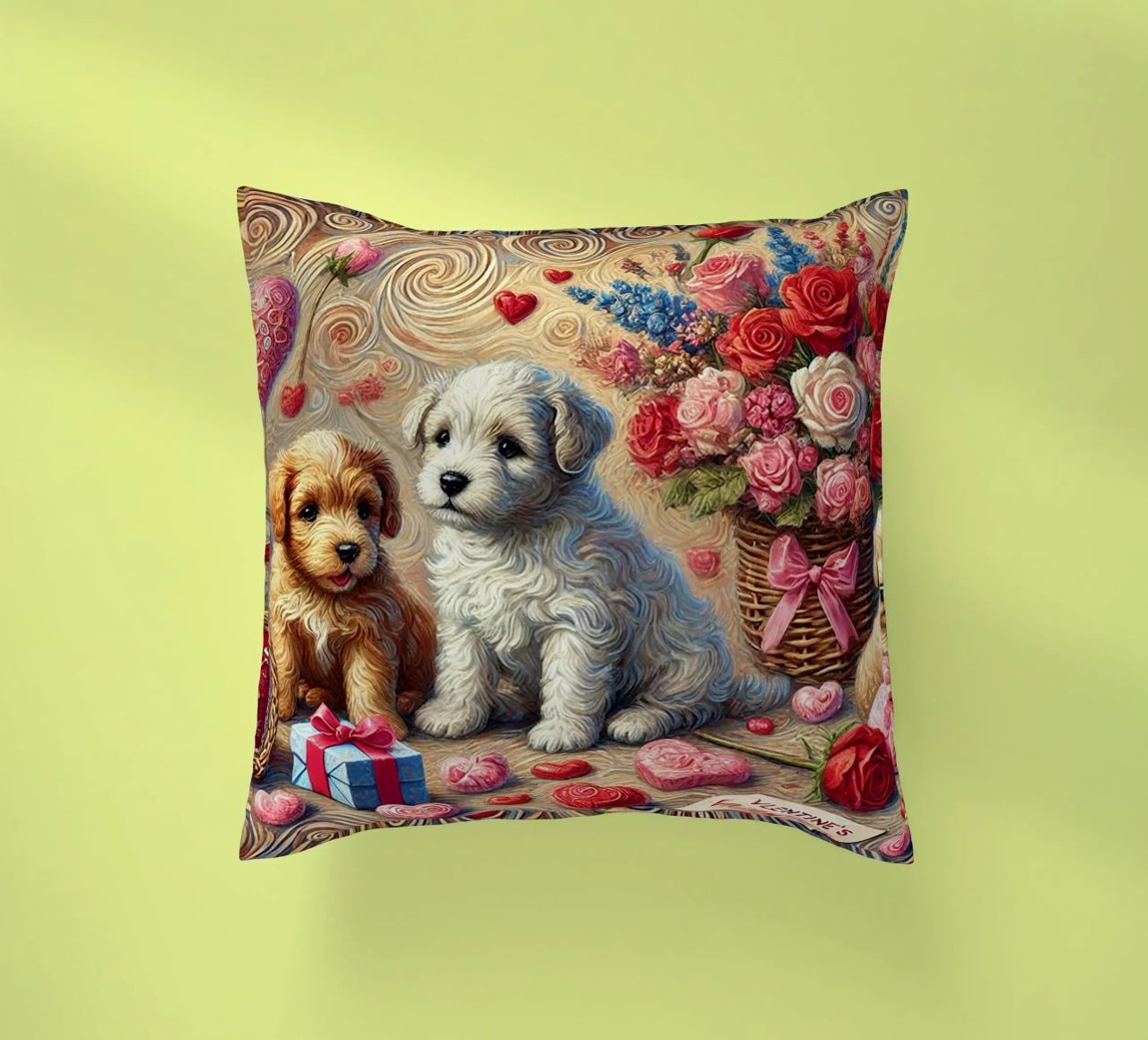 Happy Valentine´s Day Puppy Edition cuscino da Vintage Van Gogh
