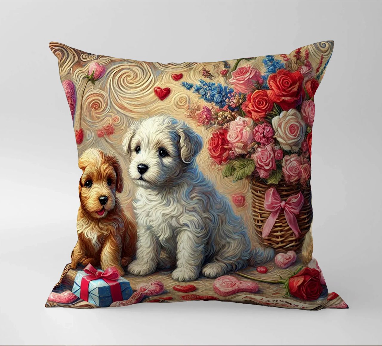 Happy Valentine´s Day Puppy Edition cuscino da Vintage Van Gogh