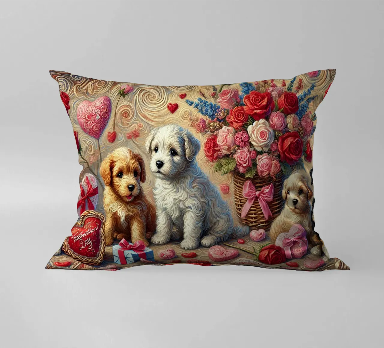 Happy Valentine´s Day Puppy Edition cuscino da Vintage Van Gogh