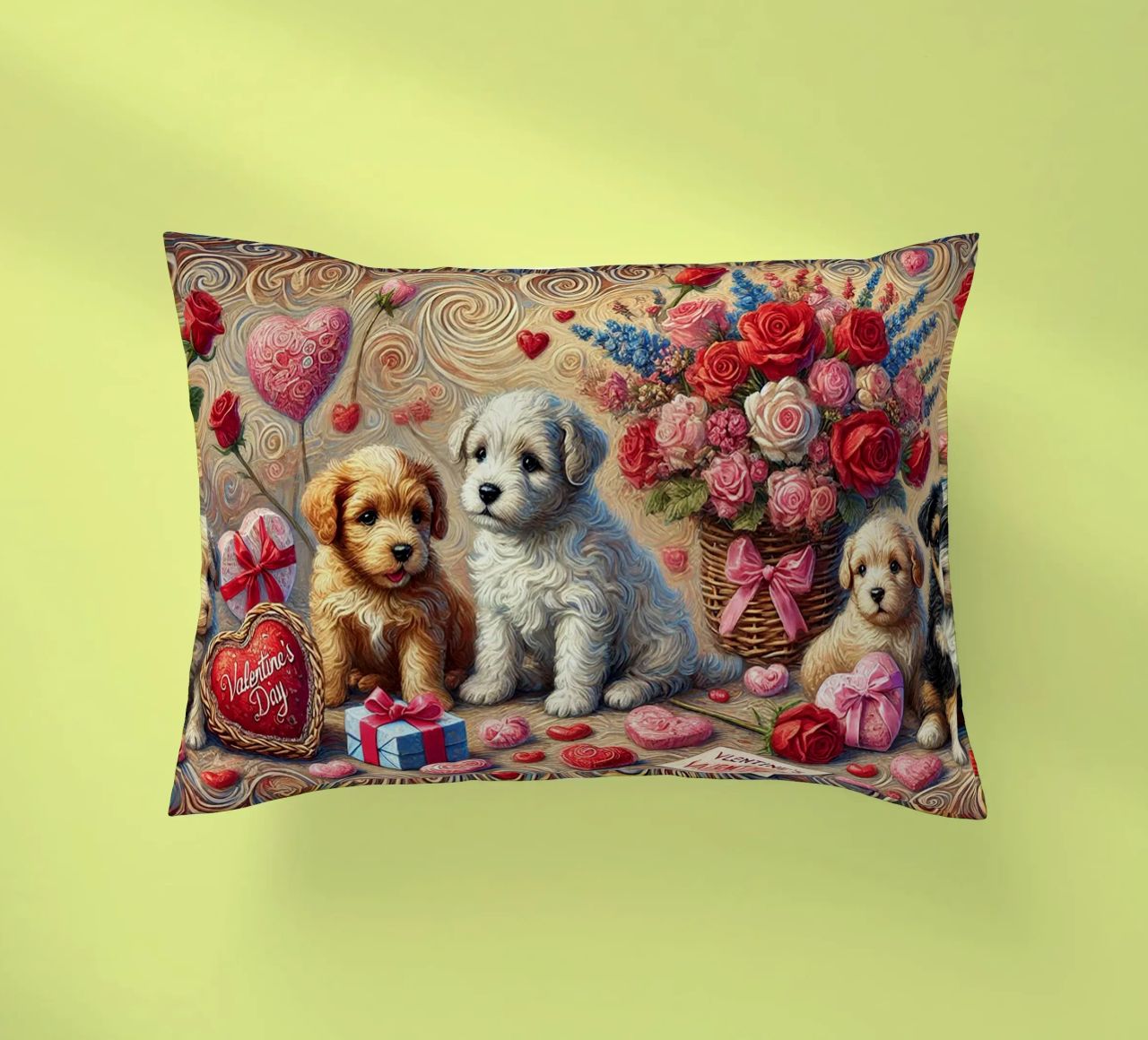 Happy Valentine´s Day Puppy Edition cuscino da Vintage Van Gogh
