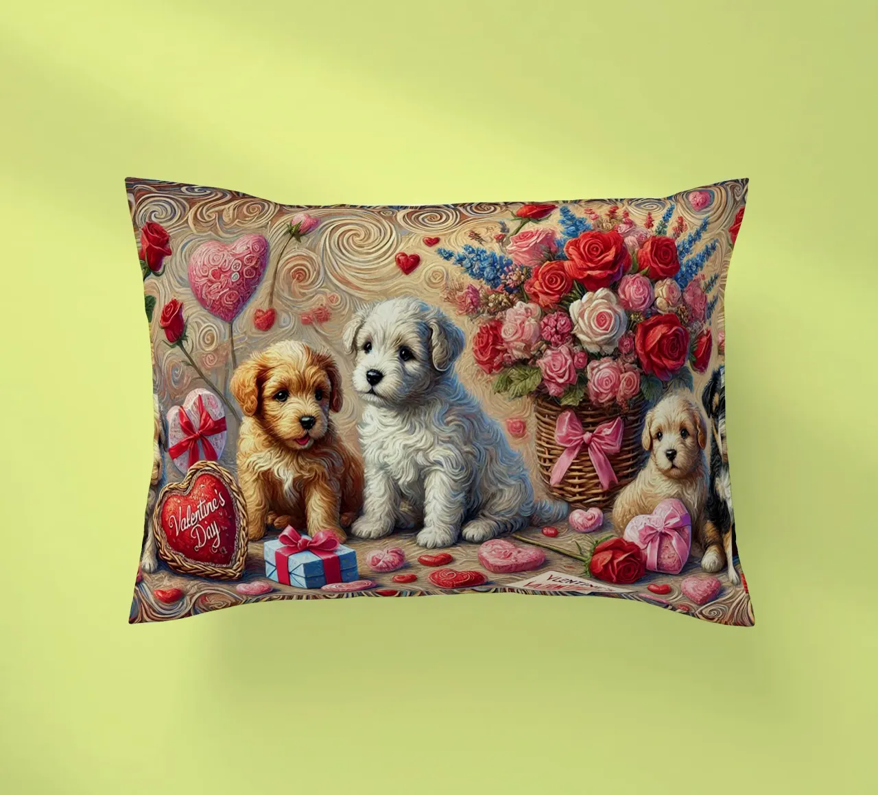 Happy Valentine´s Day Puppy Edition cuscino da Vintage Van Gogh