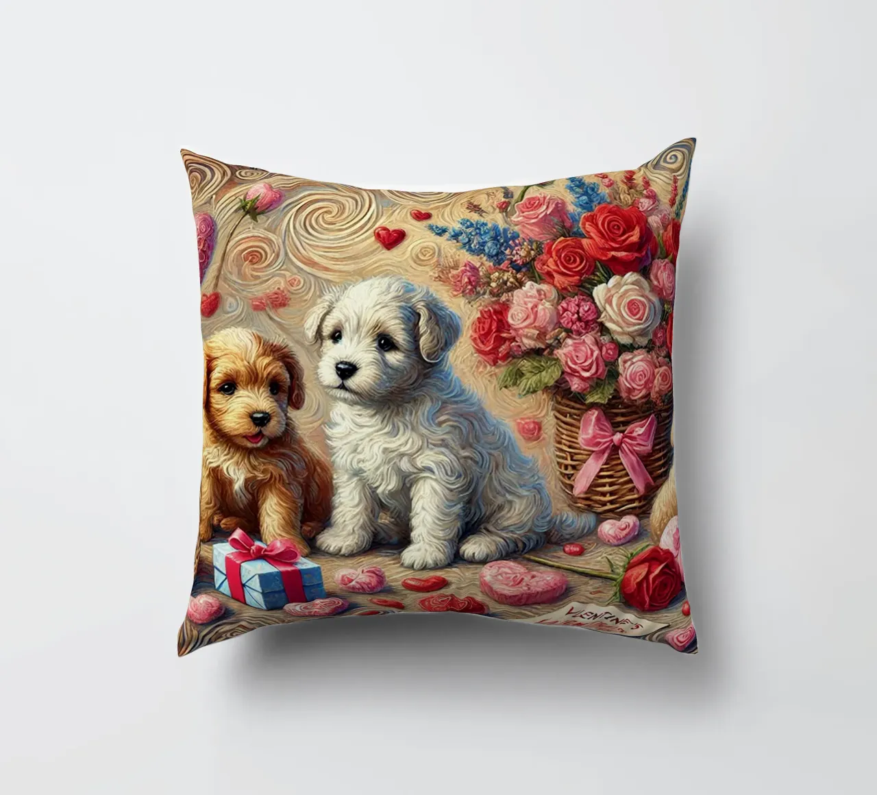 Happy Valentine´s Day Puppy Edition cuscino da Vintage Van Gogh