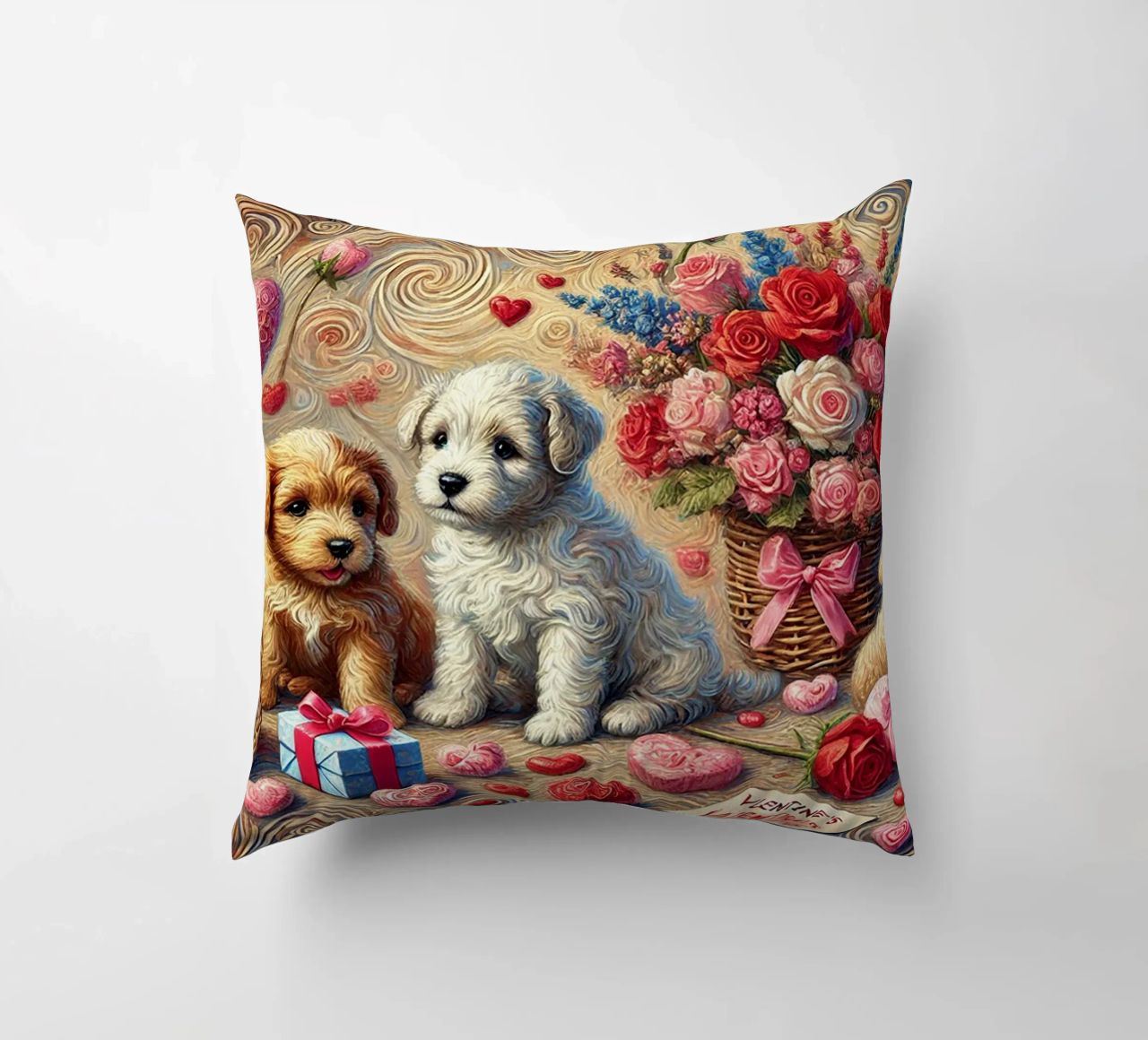 Happy Valentine´s Day Puppy Edition cuscino da Vintage Van Gogh