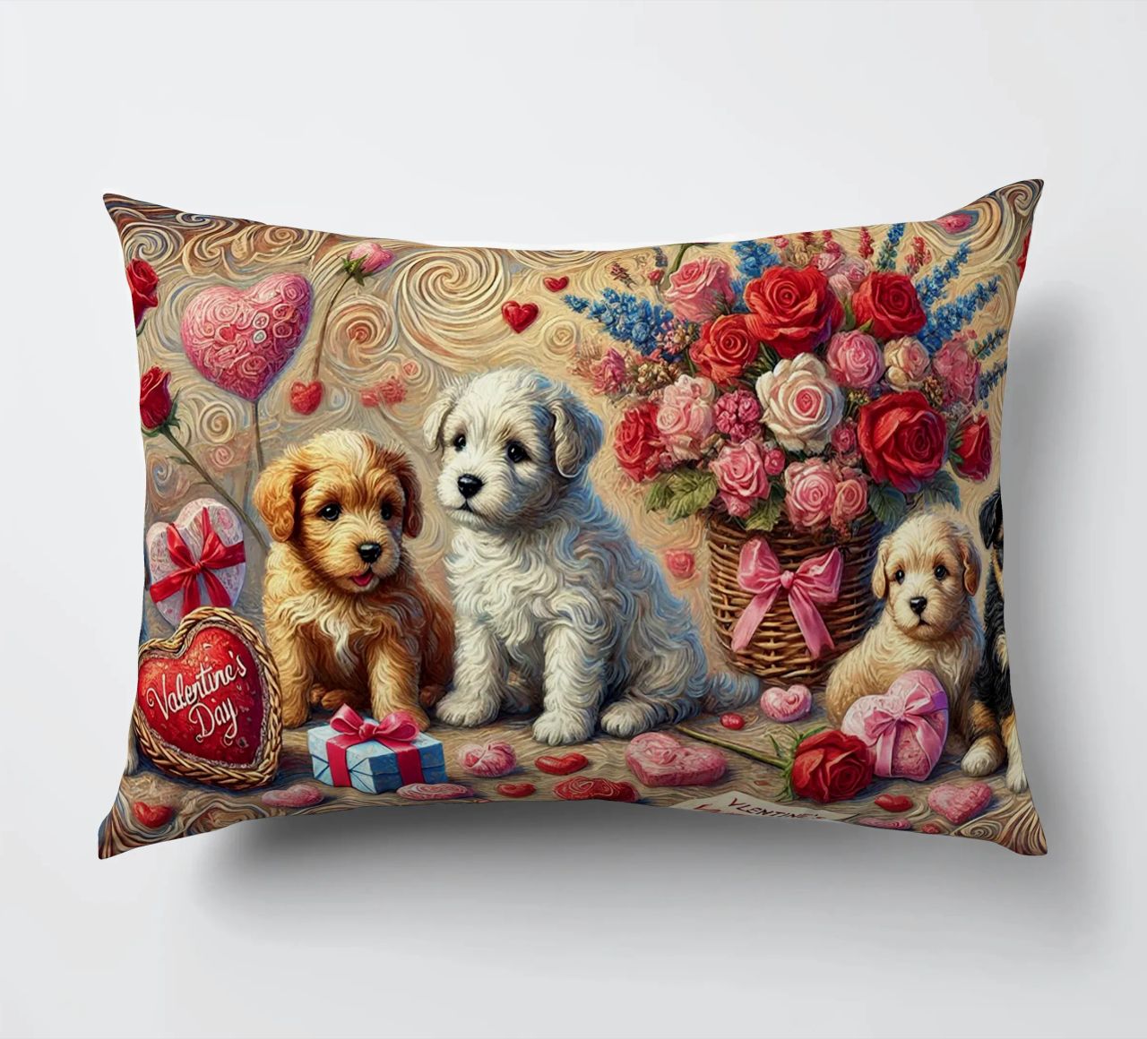 Happy Valentine´s Day Puppy Edition cuscino da Vintage Van Gogh