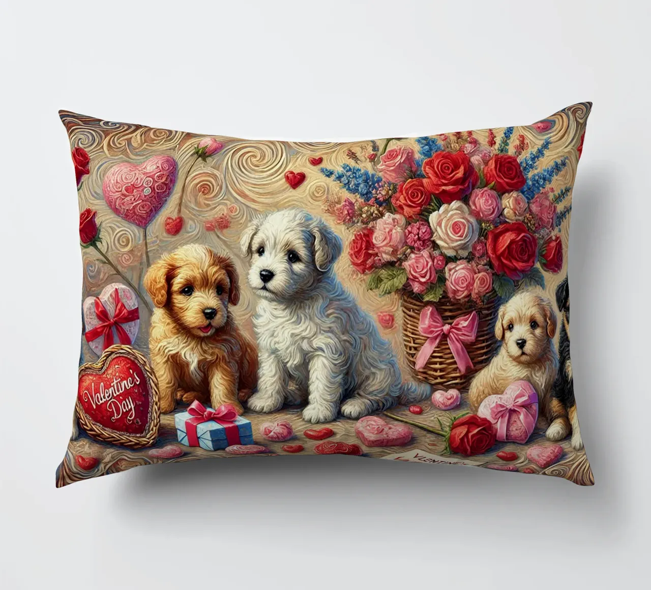 Happy Valentine´s Day Puppy Edition cuscino da Vintage Van Gogh