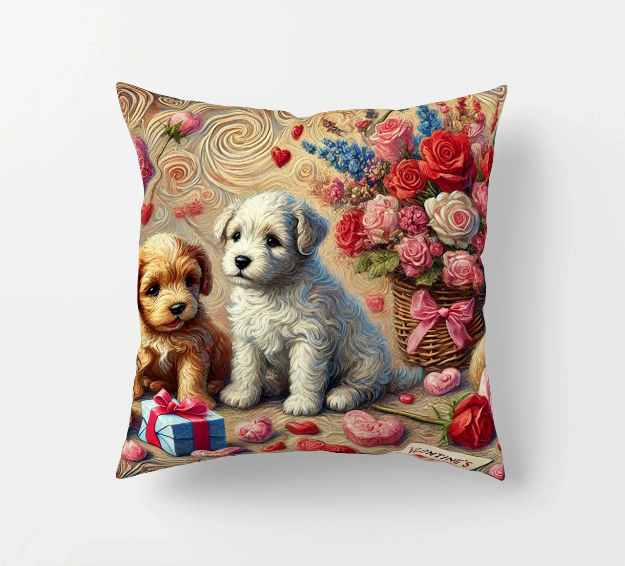 Happy Valentine´s Day Puppy Edition cuscino da Vintage Van Gogh