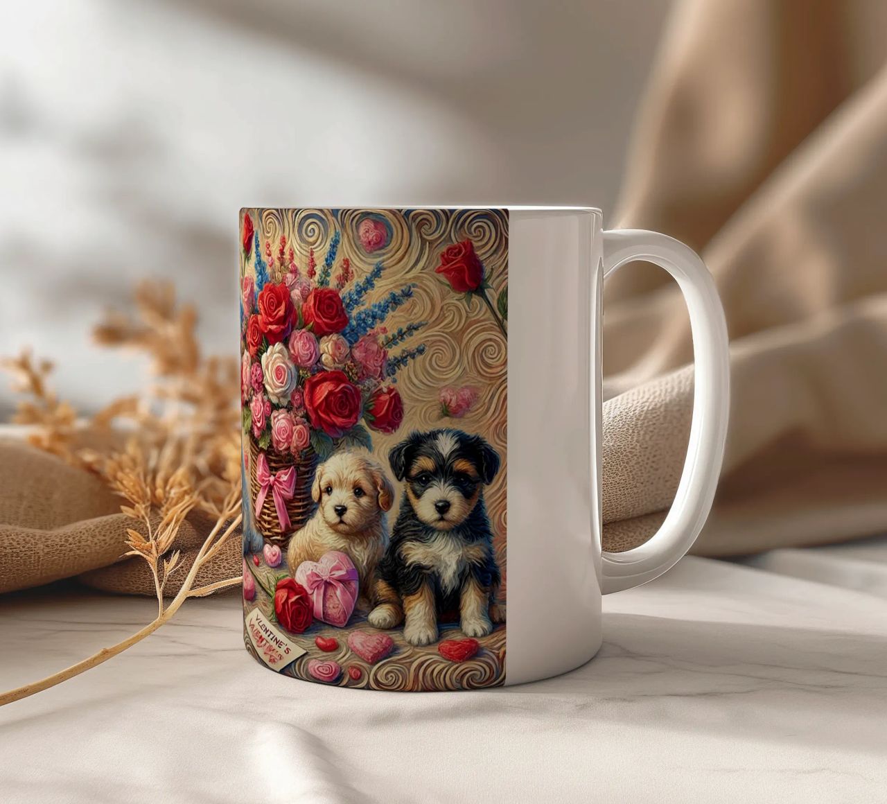 Happy Valentine´s Day Puppy Edition tazza in ceramica da Vintage Van Gogh
