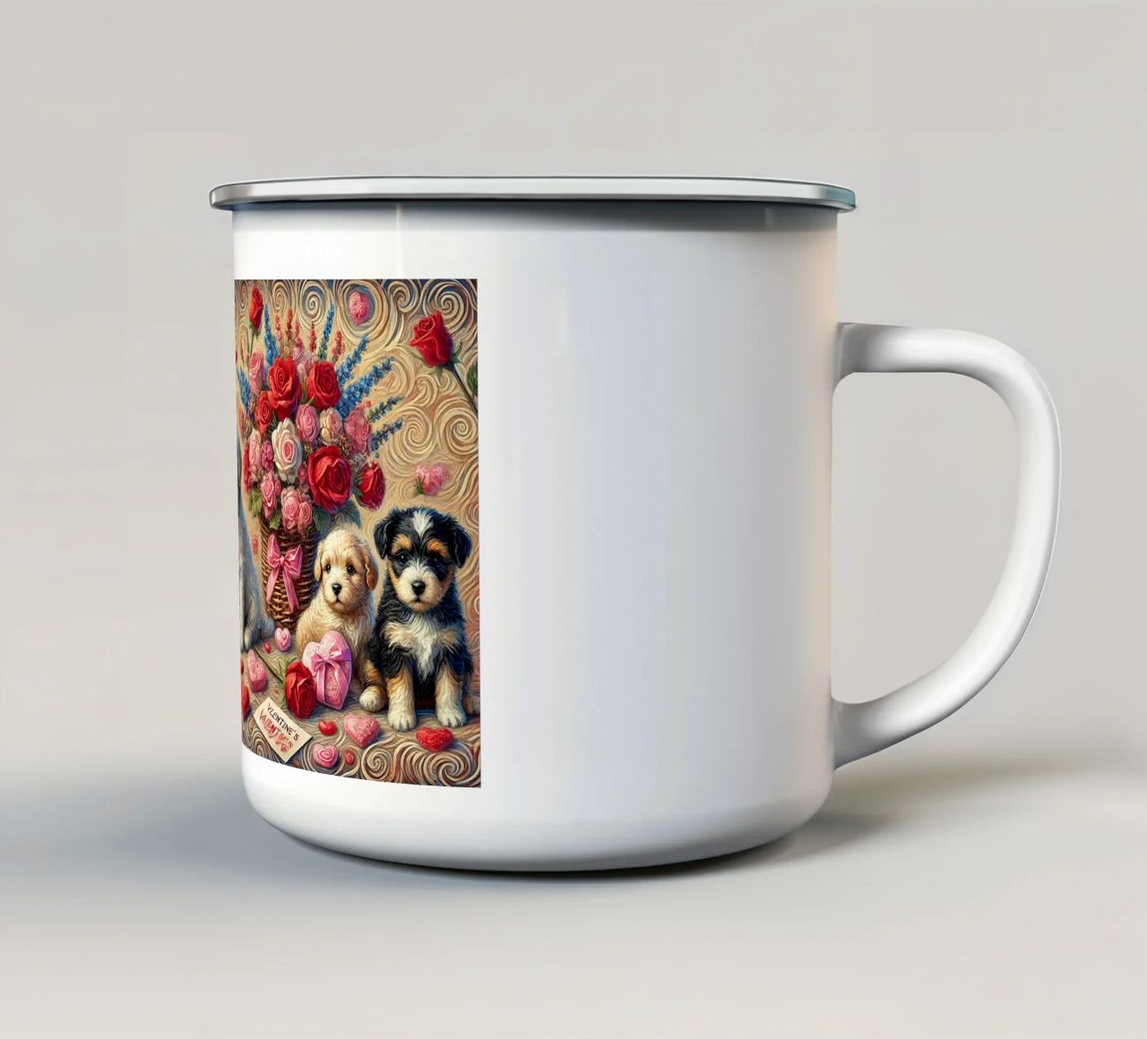 Happy Valentine´s Day Puppy Edition tazza in smalto da Vintage Van Gogh
