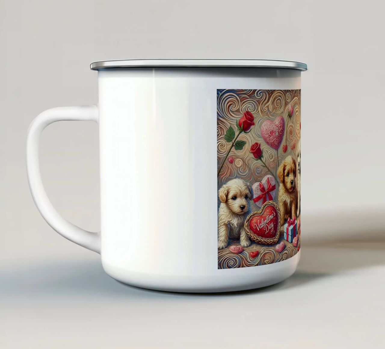 Happy Valentine´s Day Puppy Edition tazza in smalto da Vintage Van Gogh