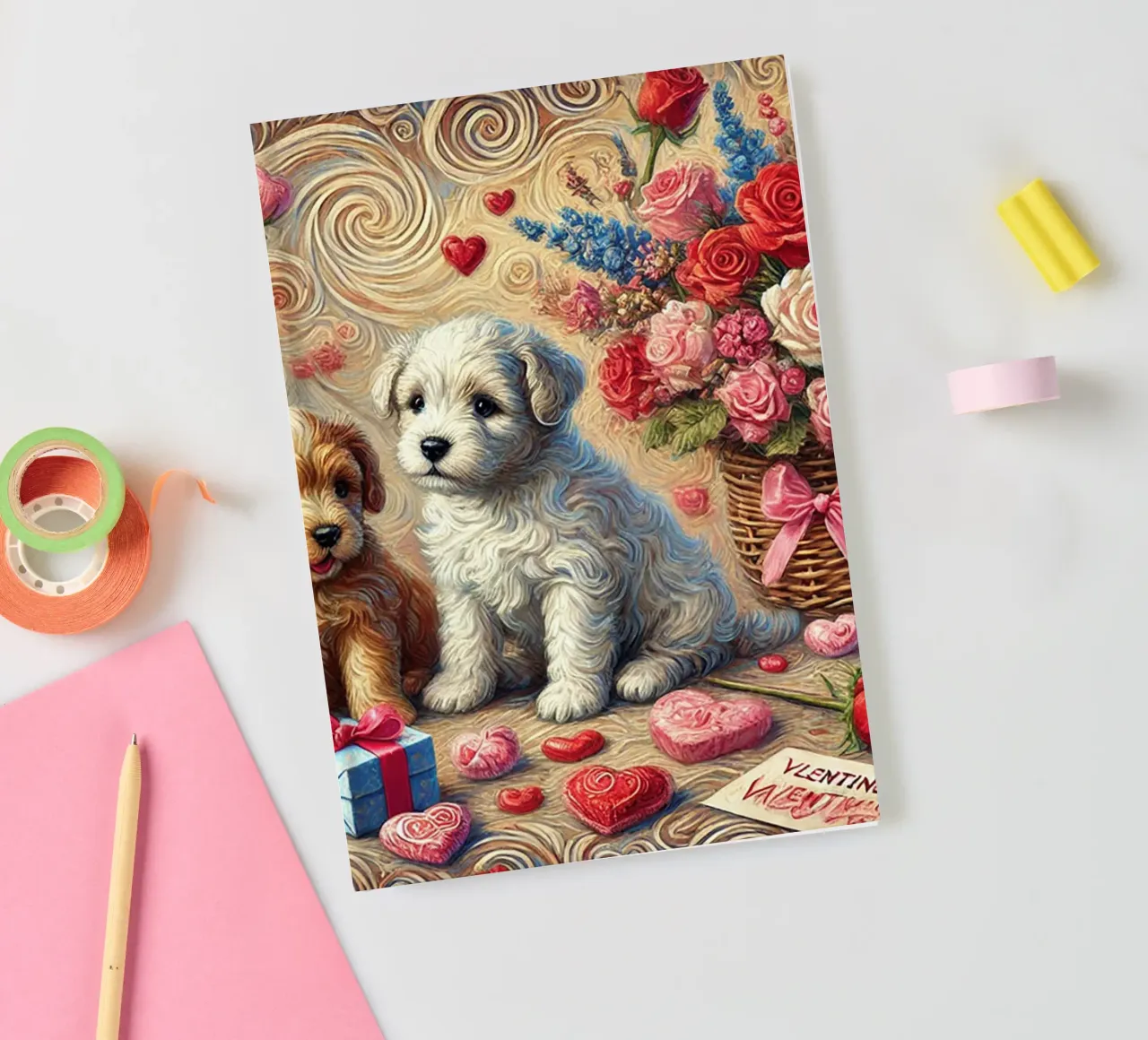 Happy Valentine´s Day Puppy Edition notebook by Vintage Van Gogh