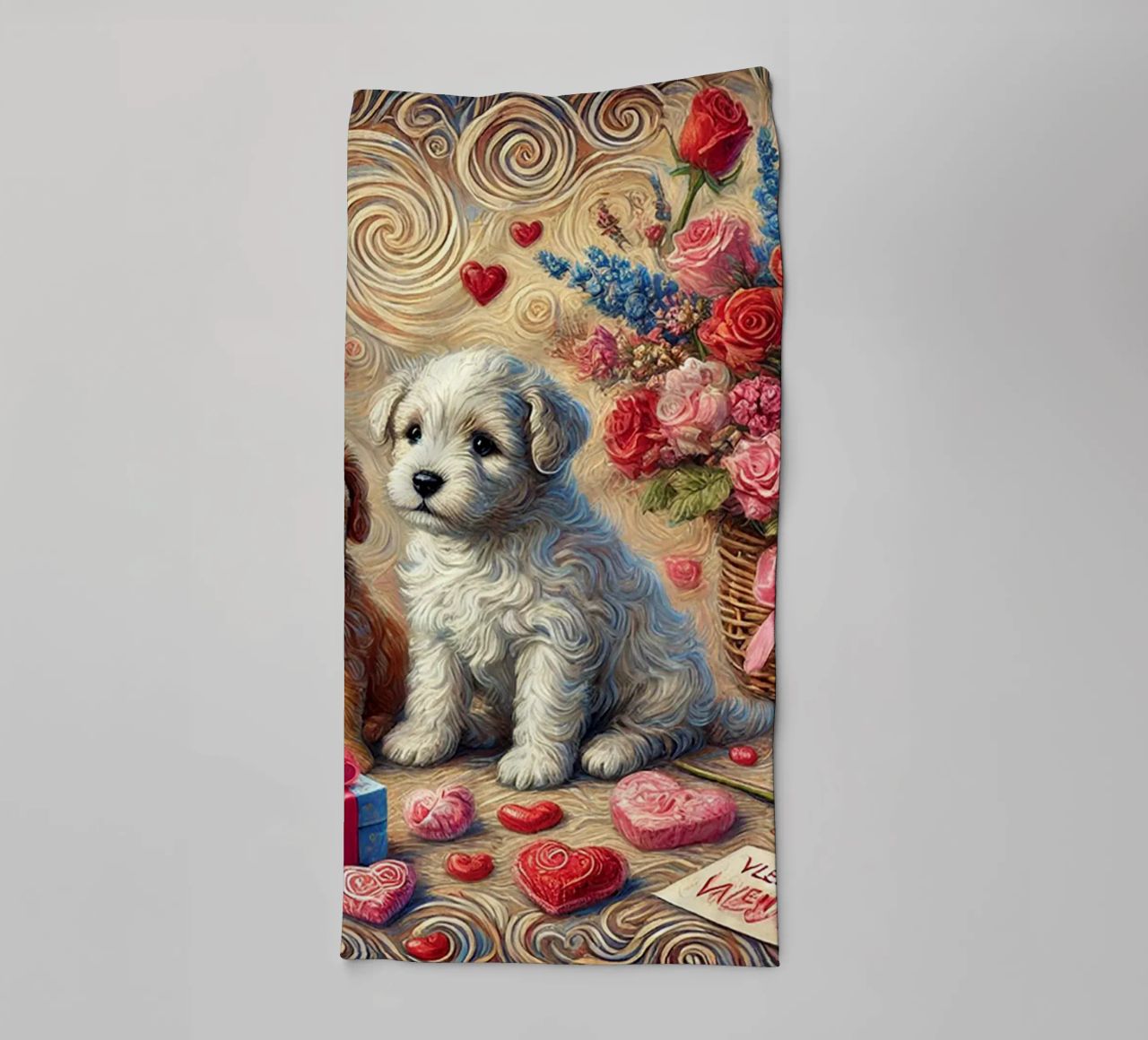 Happy Valentine´s Day Puppy Edition asciugamano da bagno da Vintage Van Gogh