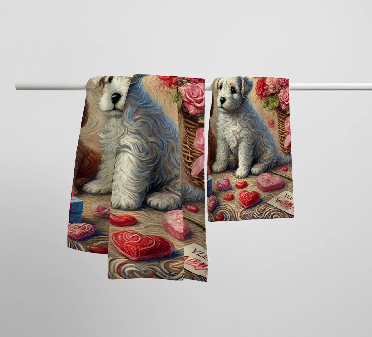 Happy Valentine´s Day Puppy Edition asciugamano da bagno da Vintage Van Gogh
