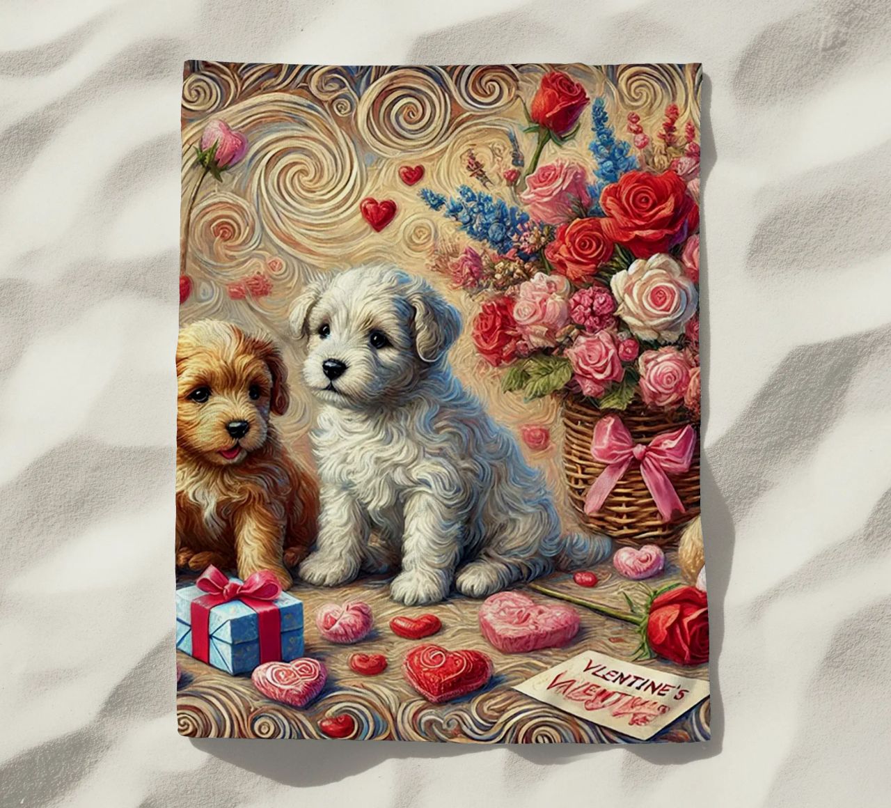 Happy Valentine´s Day Puppy Edition telo mare da Vintage Van Gogh