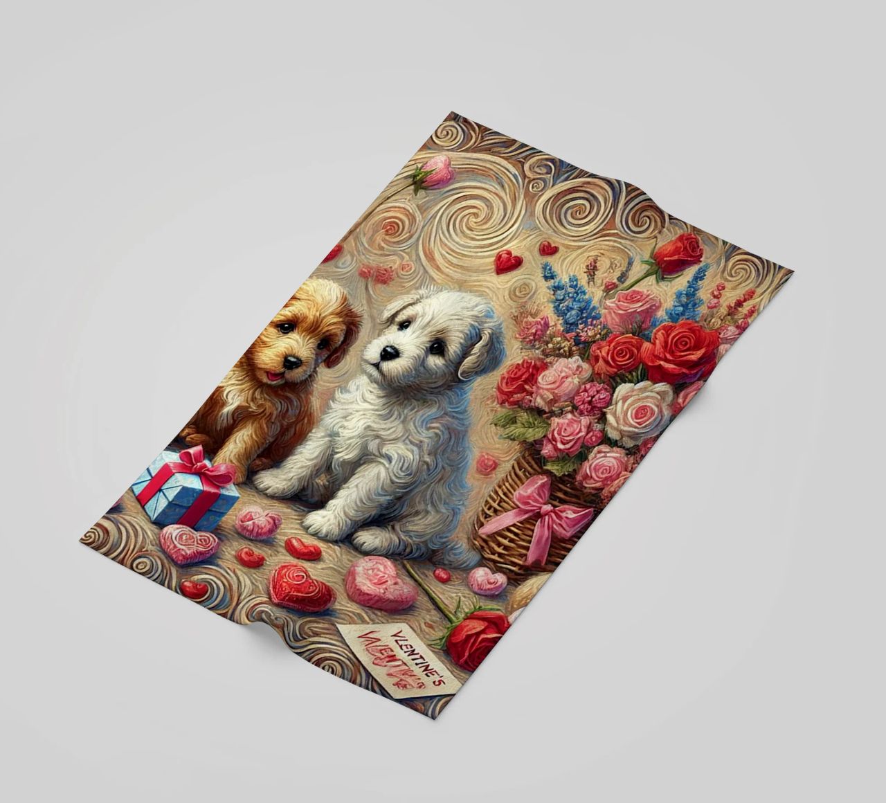 Happy Valentine´s Day Puppy Edition telo mare da Vintage Van Gogh