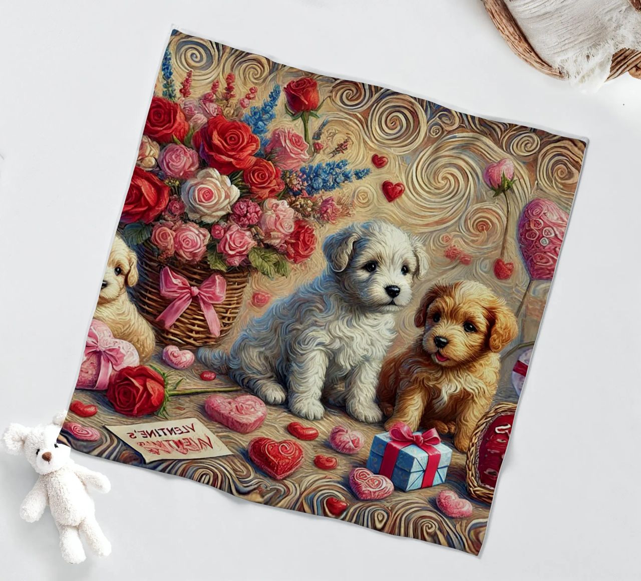 Happy Valentine´s Day Puppy Edition coperta in pile da Vintage Van Gogh