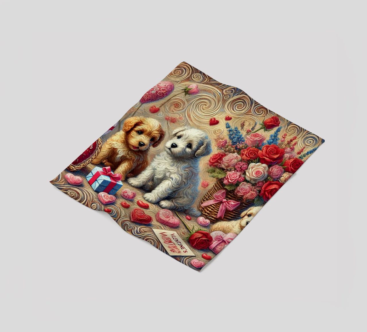 Happy Valentine´s Day Puppy Edition coperta in pile da Vintage Van Gogh
