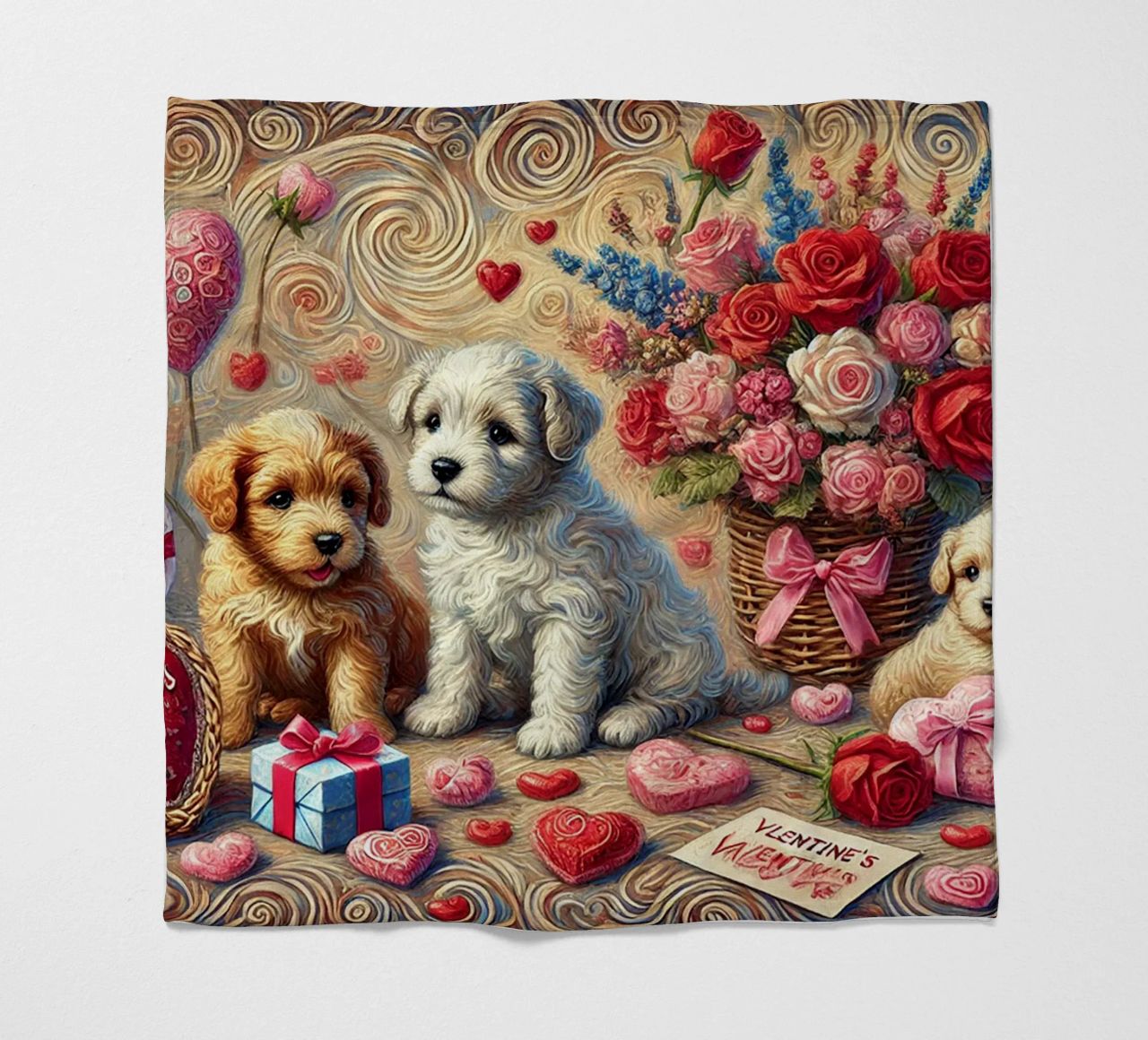 Happy Valentine´s Day Puppy Edition coperta in pile da Vintage Van Gogh