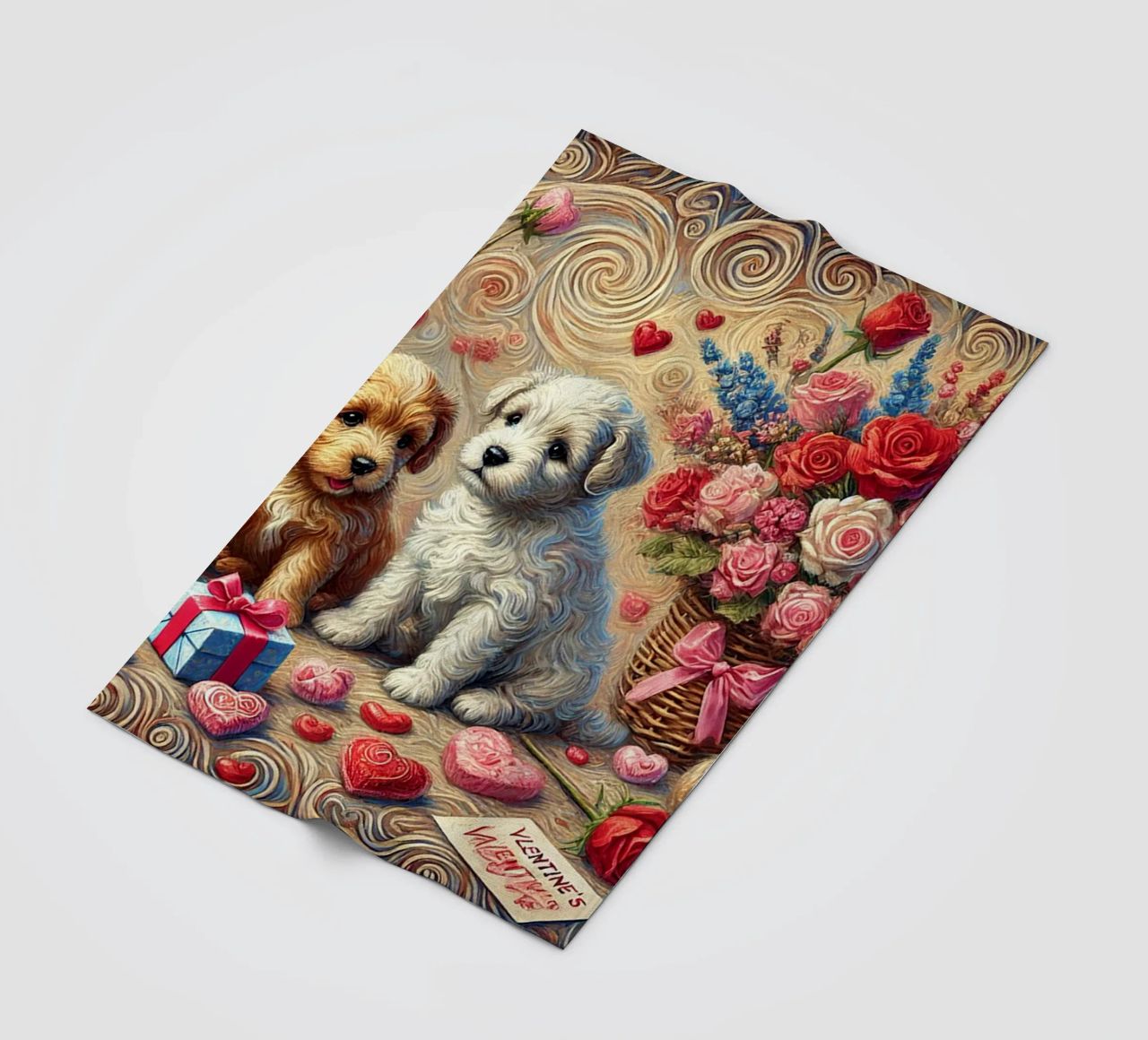 Happy Valentine´s Day Puppy Edition coperta in pile da Vintage Van Gogh