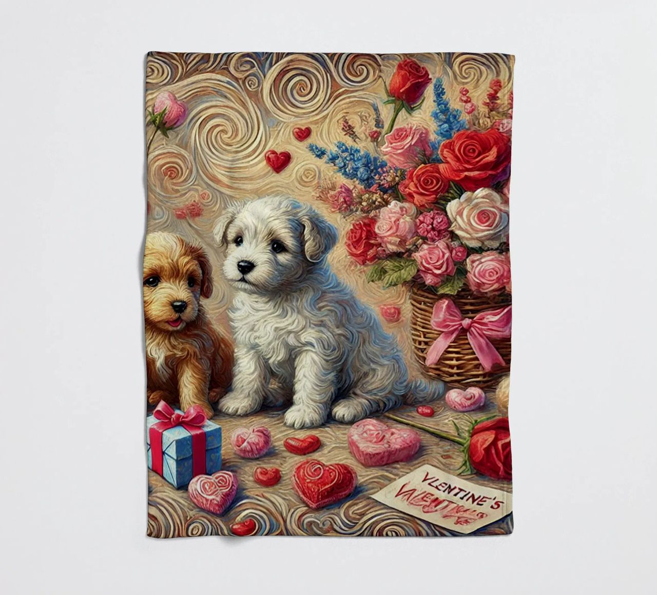 Happy Valentine´s Day Puppy Edition coperta in pile da Vintage Van Gogh