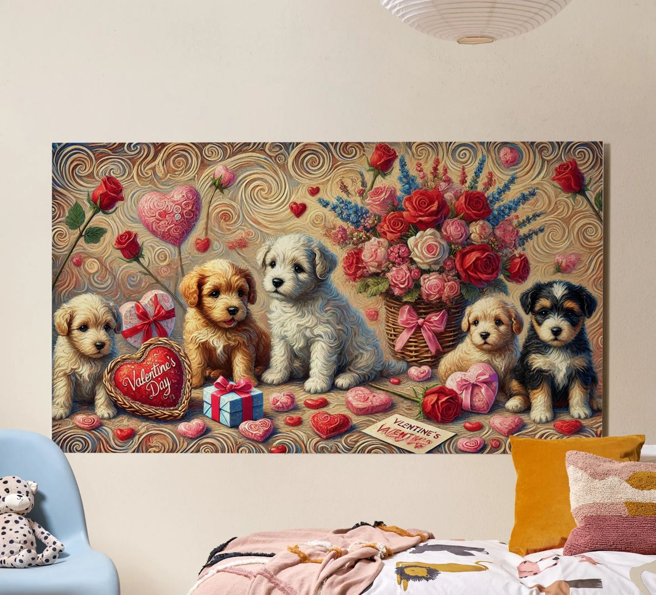Happy Valentine´s Day Puppy Edition alluminio dibond da Vintage Van Gogh