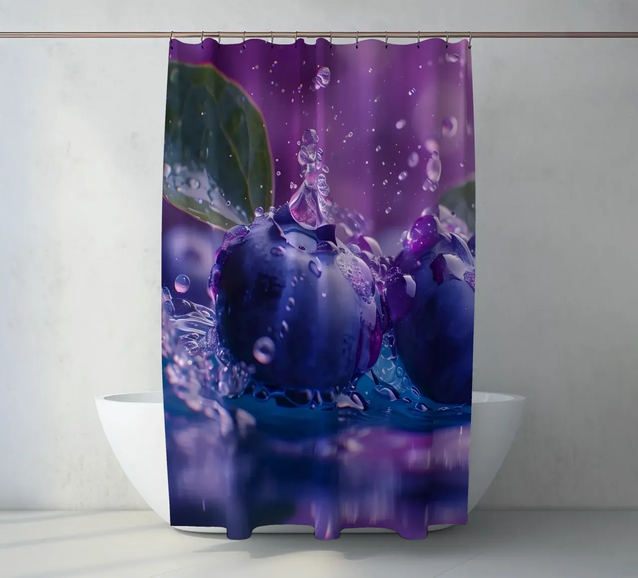 Blueberry splash shower curtain by M-Ulrich-Digital Art