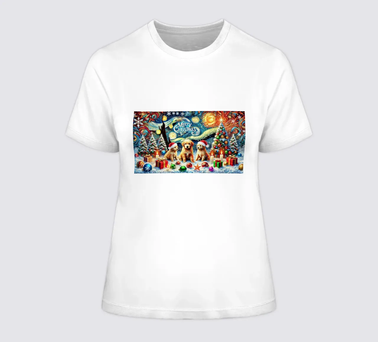 Merry Xmas Puppy Edition t-shirt da donna da Vintage Van Gogh