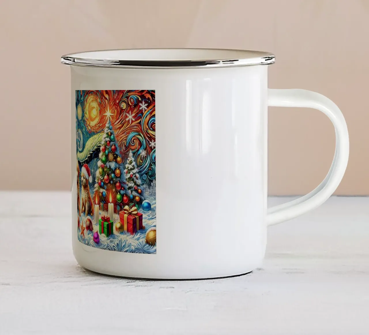 Merry Xmas Puppy Edition tazza in smalto da Vintage Van Gogh