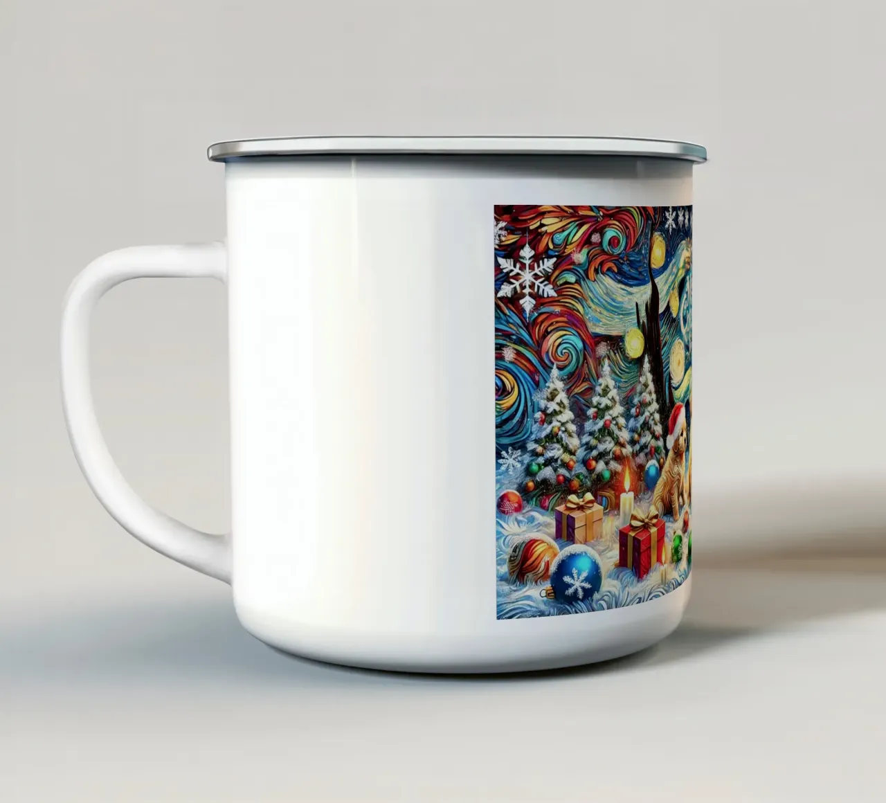 Merry Xmas Puppy Edition tazza in smalto da Vintage Van Gogh