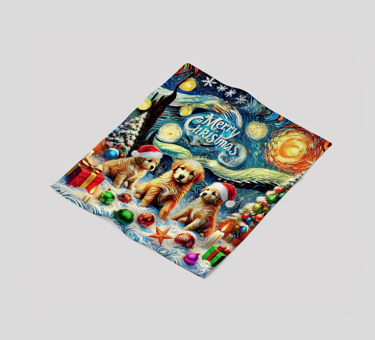Merry Xmas Puppy Edition coperta in pile da Vintage Van Gogh