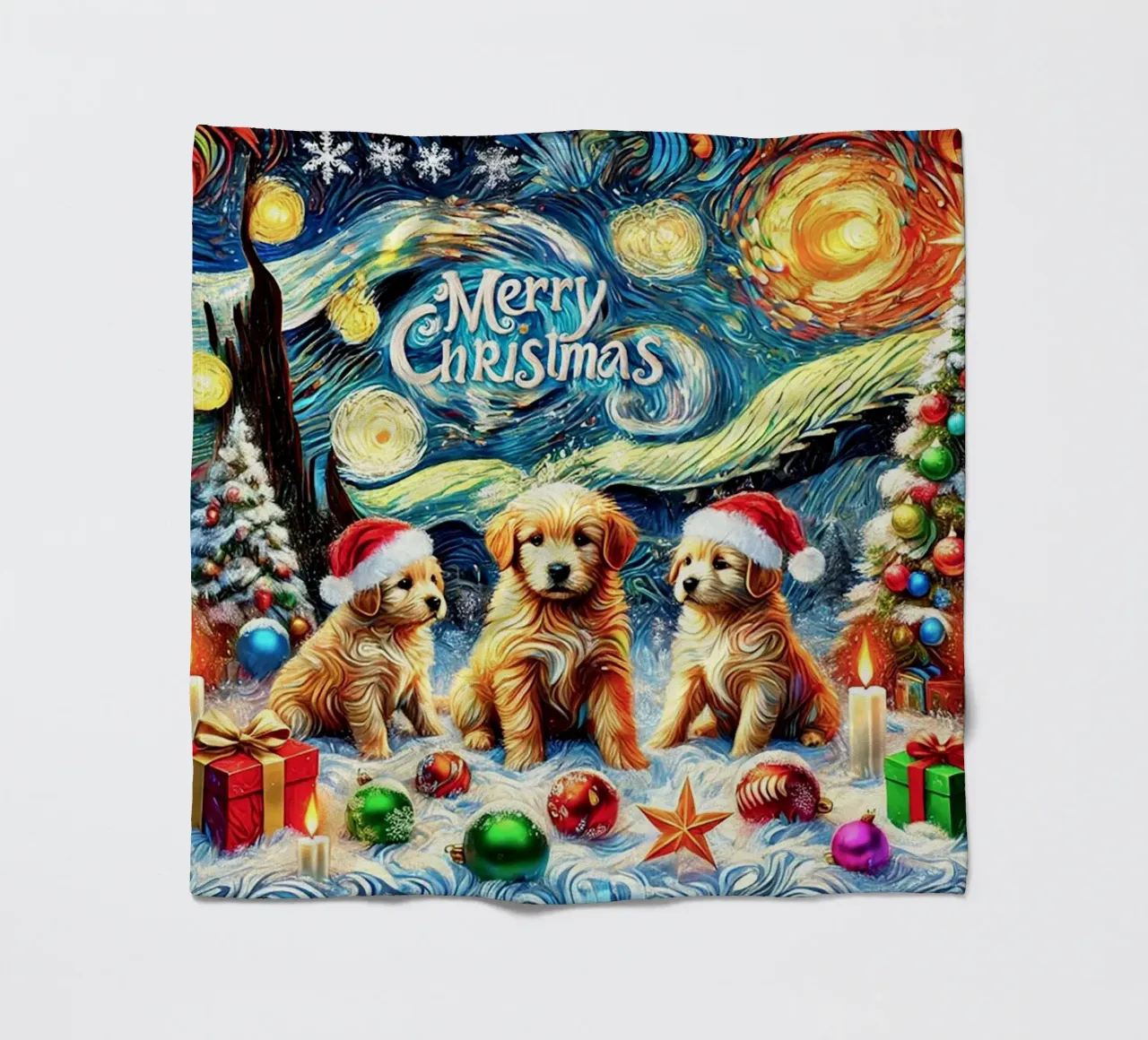 Merry Xmas Puppy Edition coperta in pile da Vintage Van Gogh