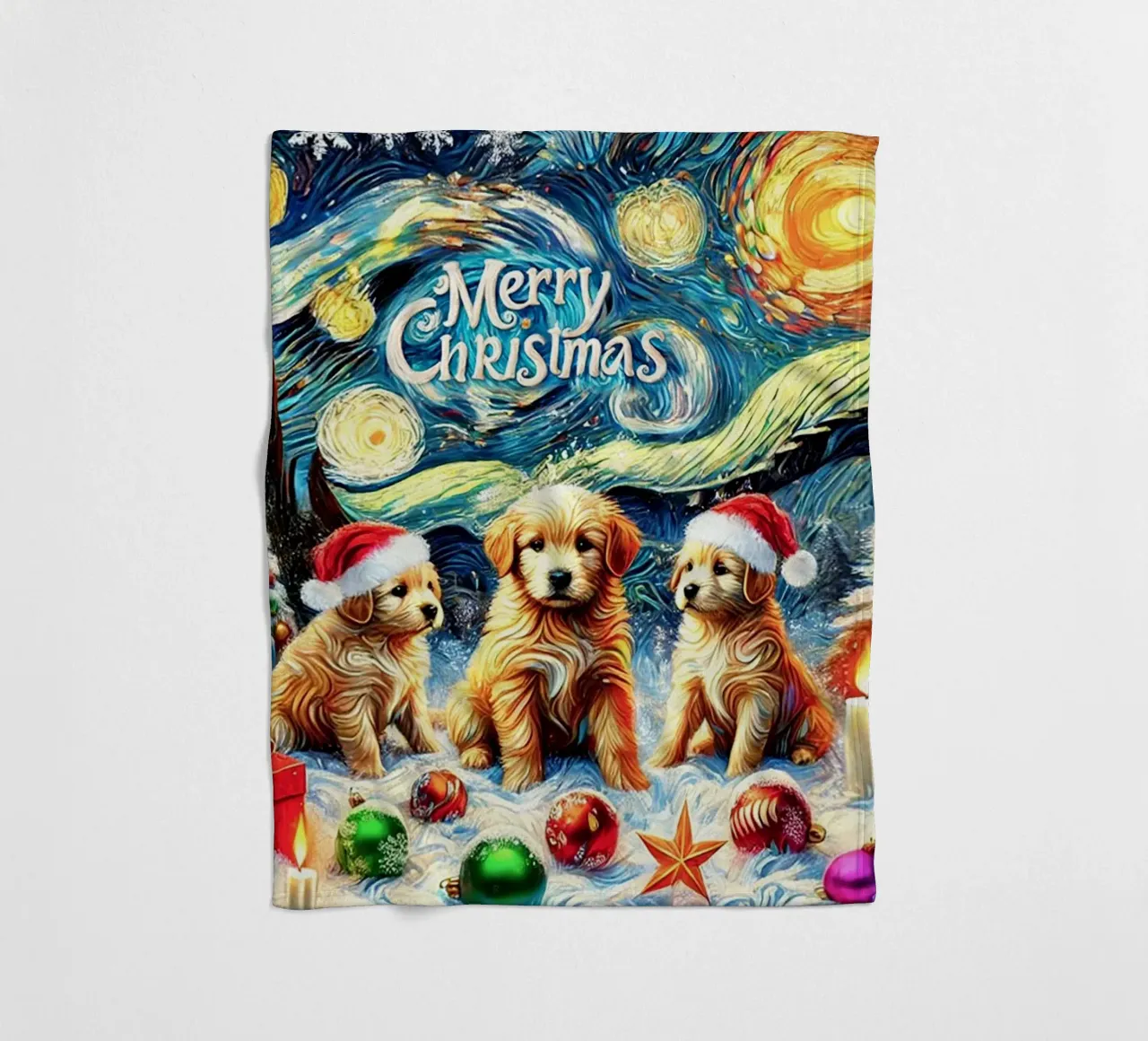 Merry Xmas Puppy Edition coperta in pile da Vintage Van Gogh