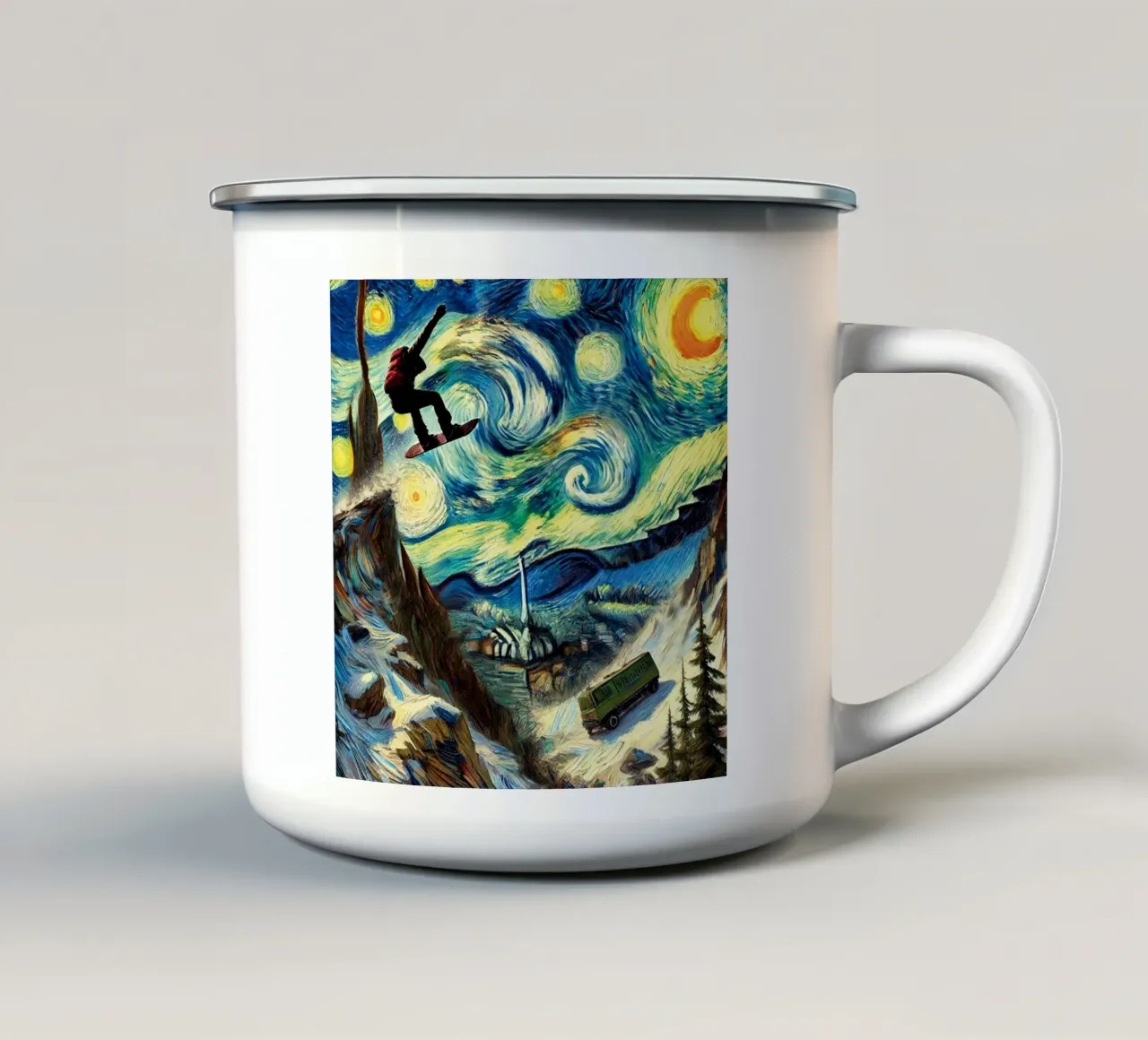 CATCH THE BUS tazza in smalto da Vintage Van Gogh