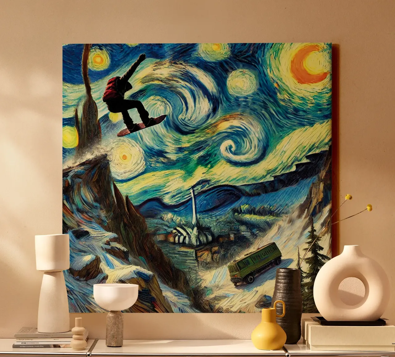 CATCH THE BUS tela da Vintage Van Gogh