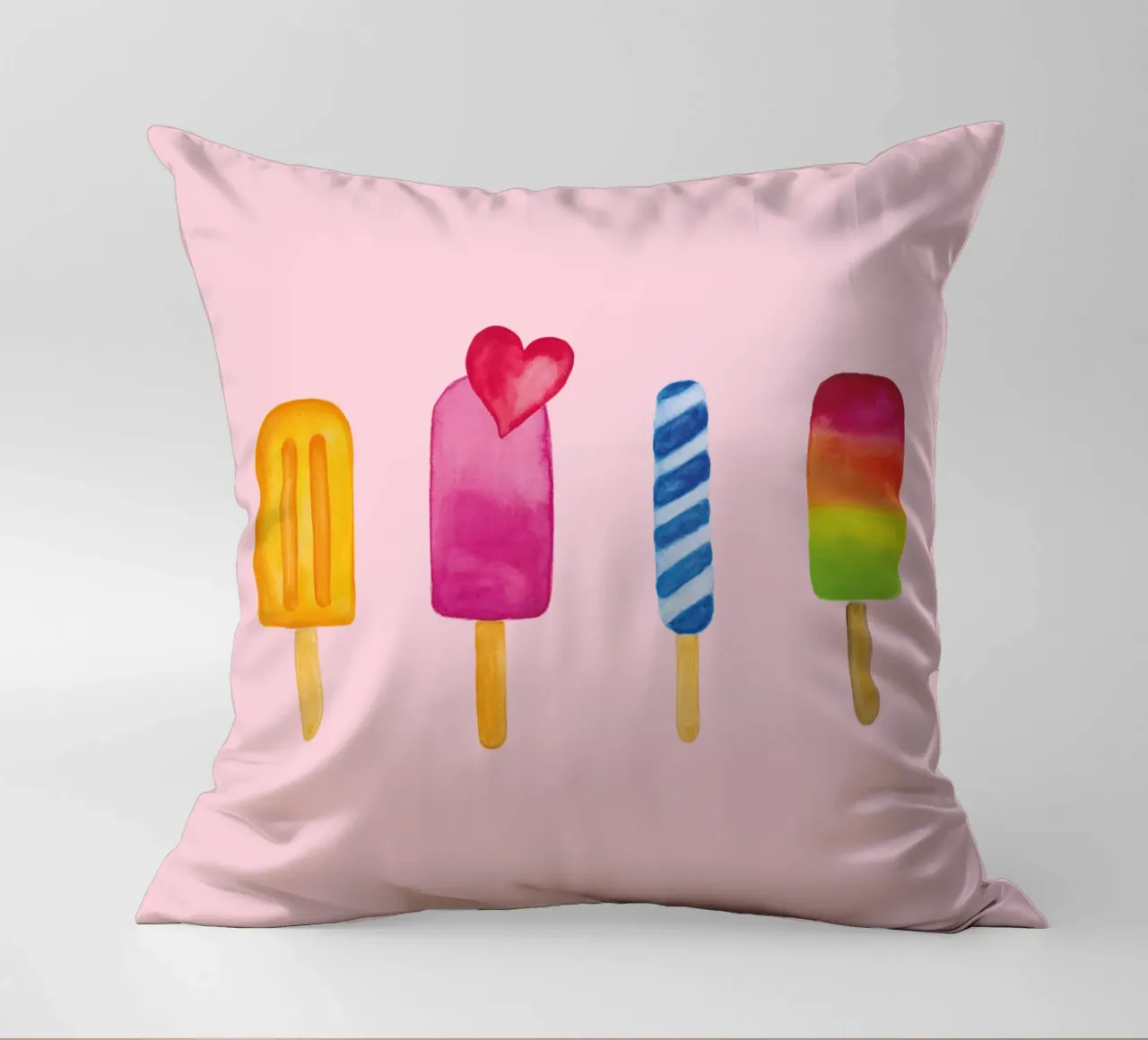 Popsicle - Ice Lolly - Ice Cream - Eis am Stiel cuscino da Petra Lang