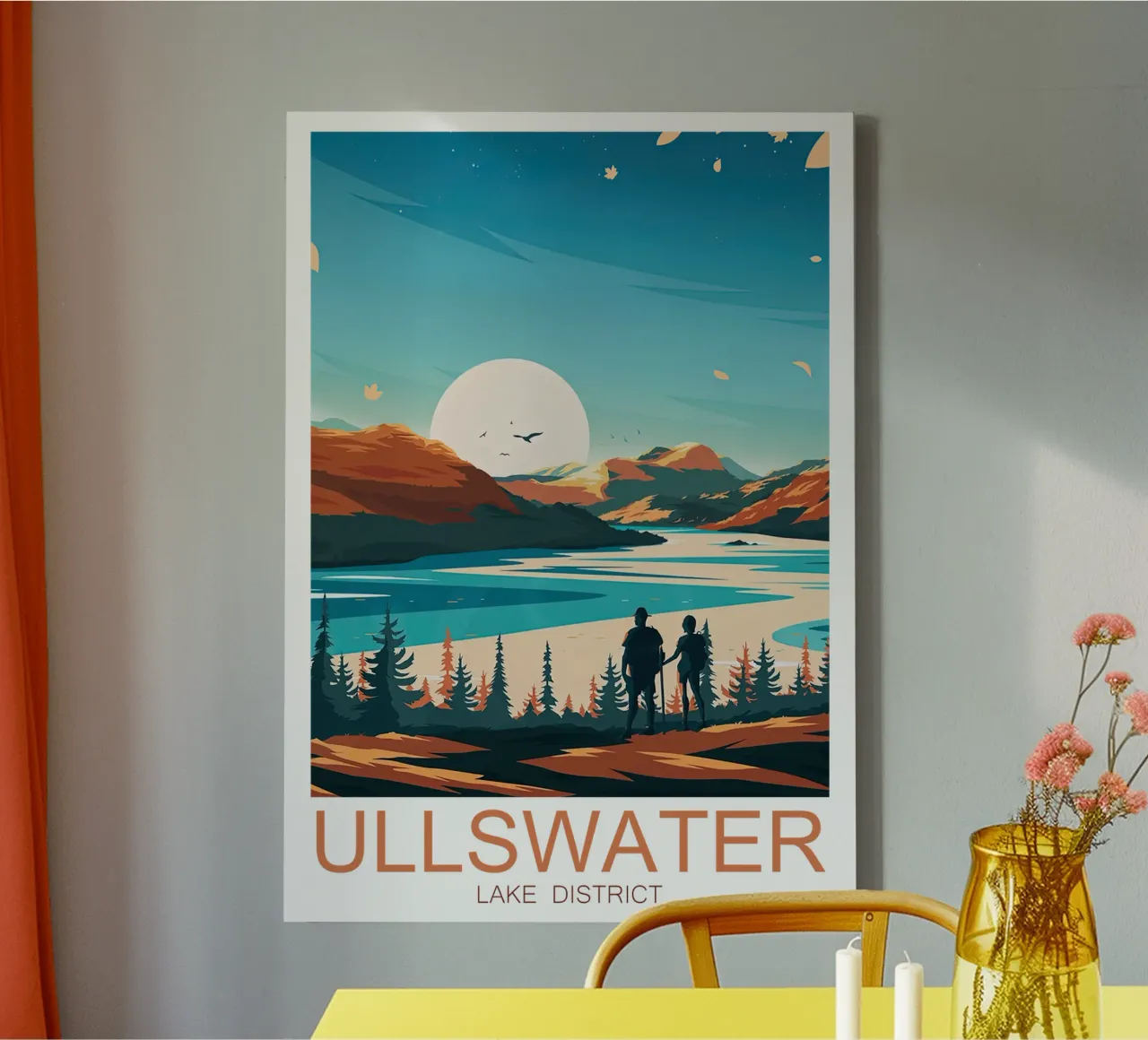 Impresión de viaje a Ullswater - Distrito de los Lagos lienzo con Marco flotante de Liliestudio