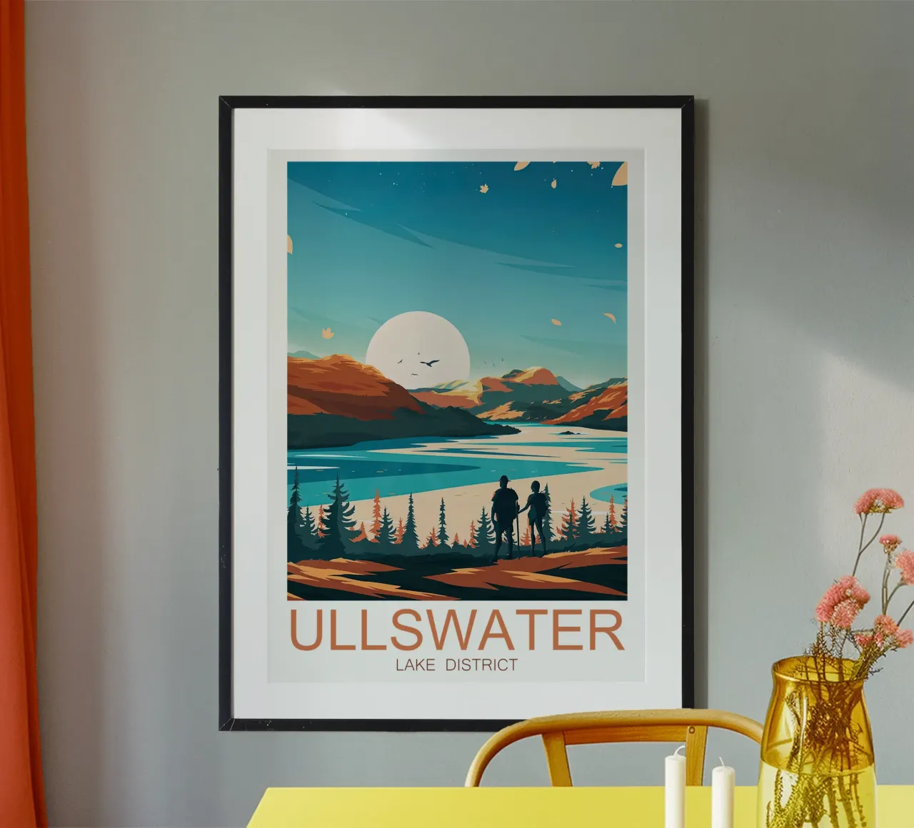 Impresión de viaje a Ullswater - Distrito de los Lagos poster de Liliestudio