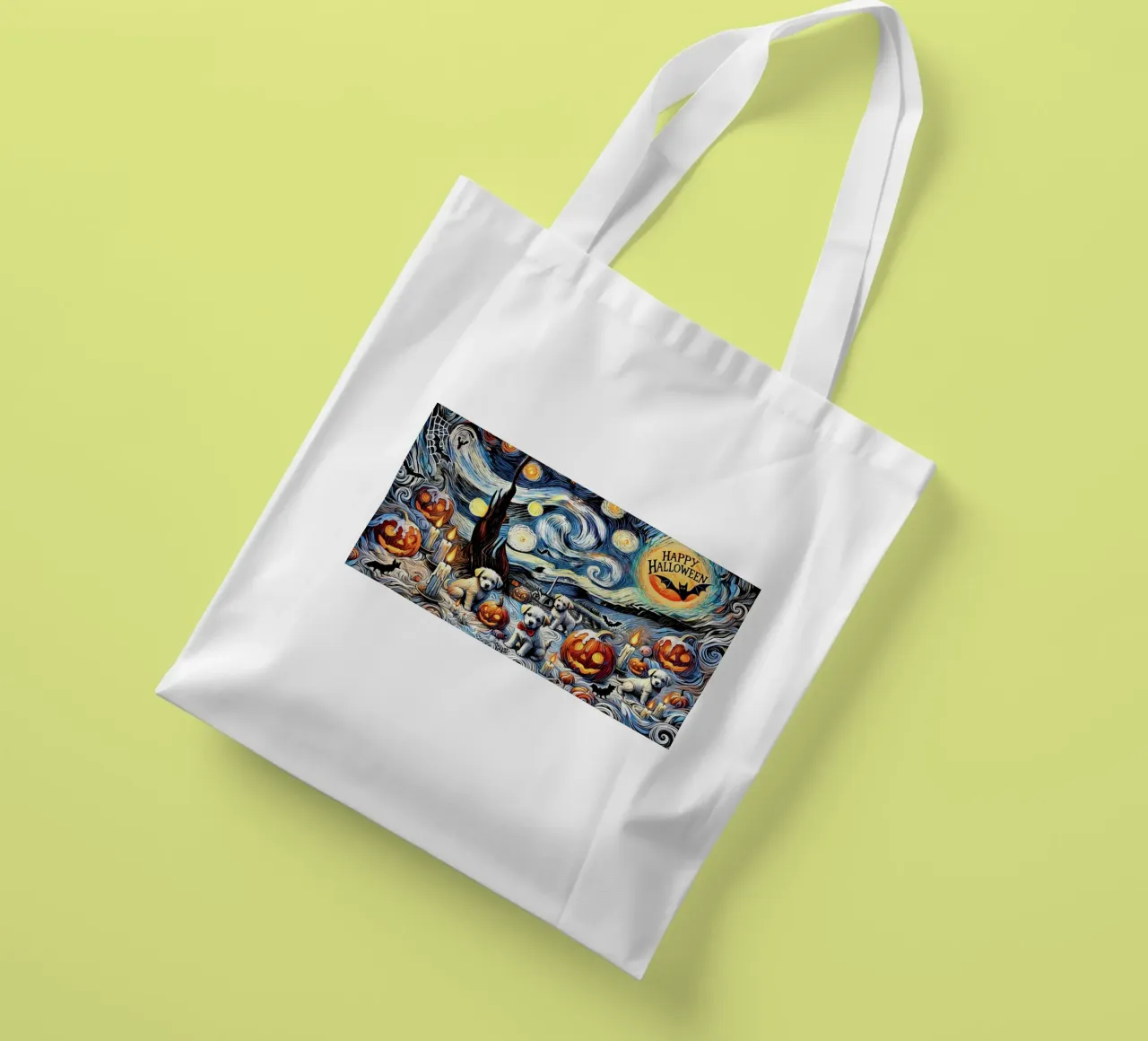 Happy Halloween Puppy Edition borsa in juta da Vintage Van Gogh