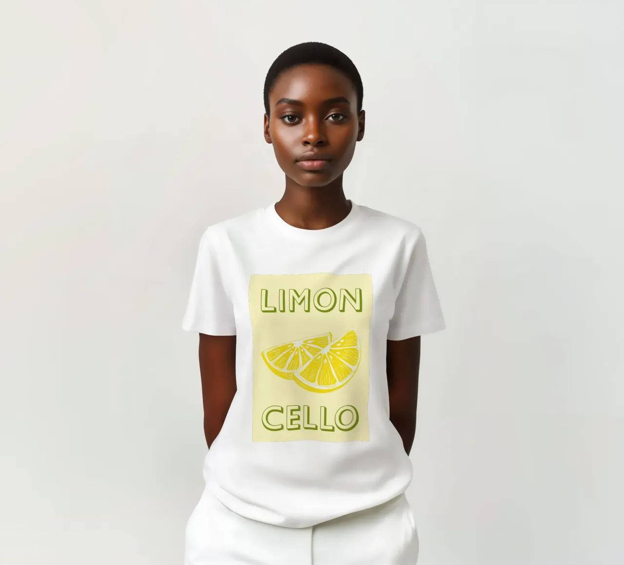 Bold Limoncello Lemon Slice on Soft Yellow Background t-shirt by pdigitalprints