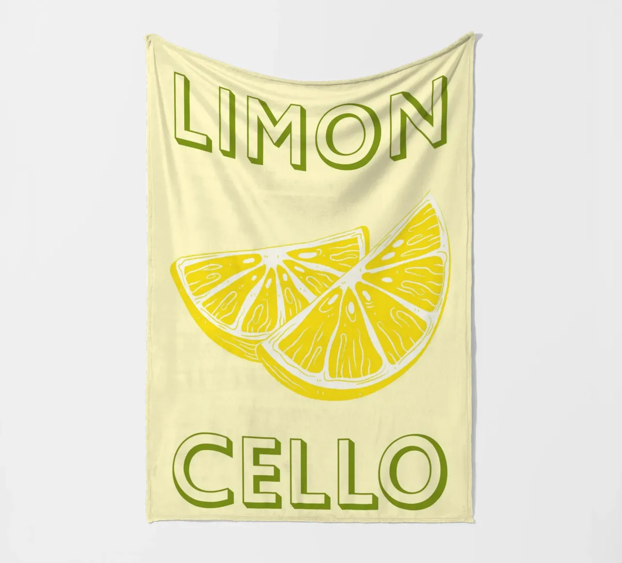 Bold Limoncello Lemon Slice on Soft Yellow Background fleece blanket by pdigitalprints