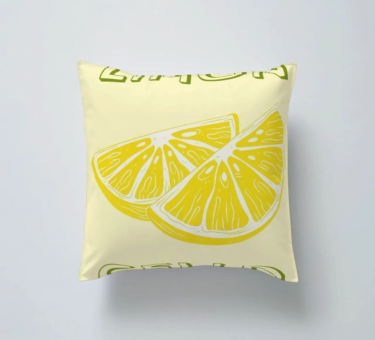 Bold Limoncello Lemon Slice on Soft Yellow Background decorative cushion by pdigitalprints