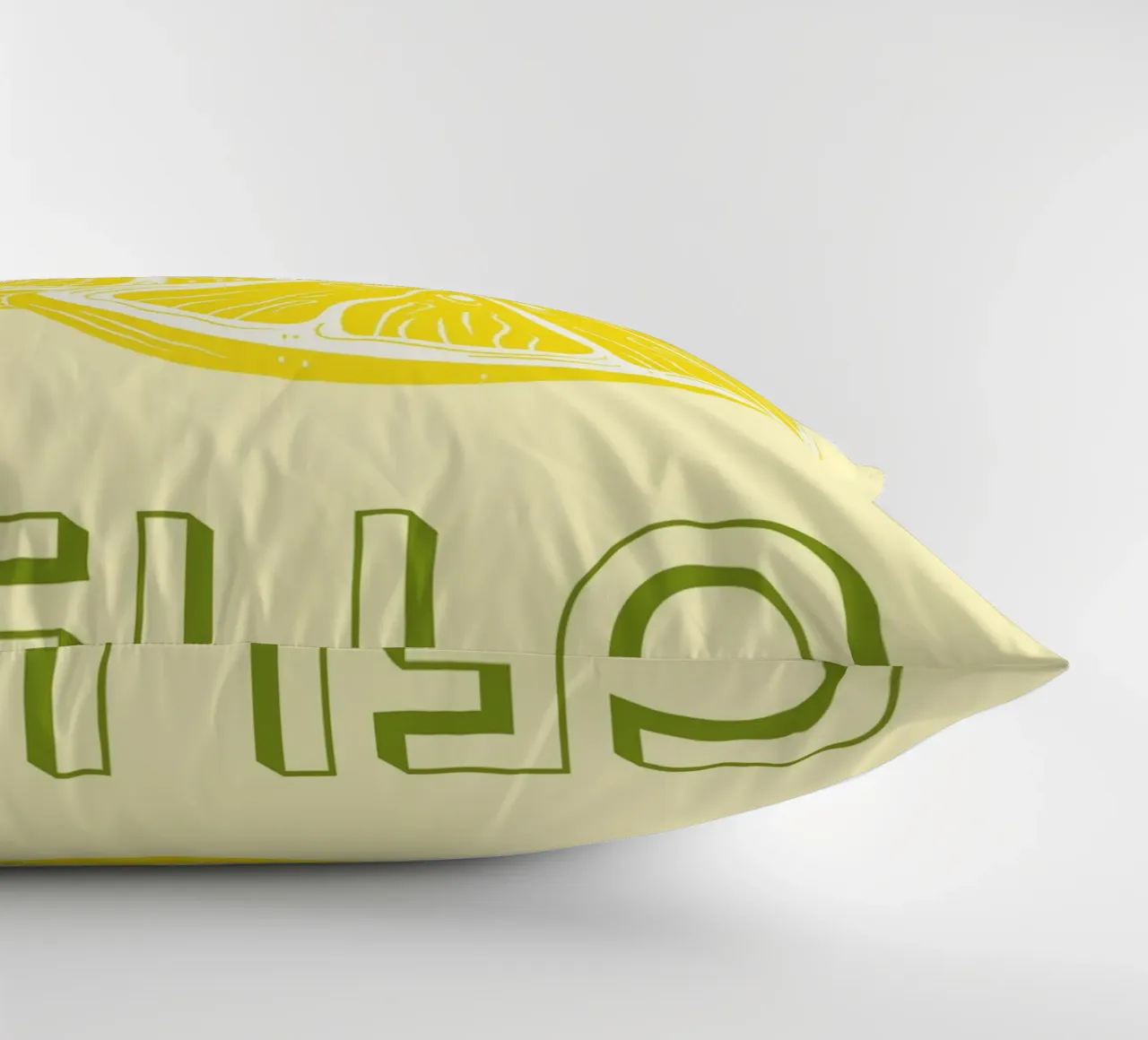 Bold Limoncello Lemon Slice on Soft Yellow Background decorative cushion by pdigitalprints
