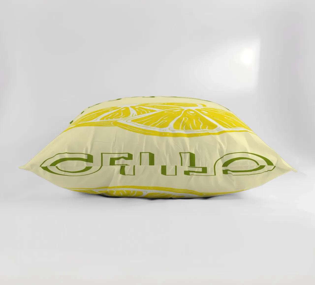Bold Limoncello Lemon Slice on Soft Yellow Background decorative cushion by pdigitalprints