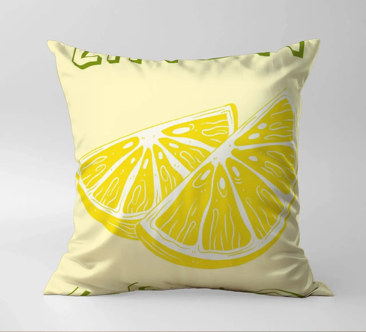 Bold Limoncello Lemon Slice on Soft Yellow Background decorative cushion by pdigitalprints