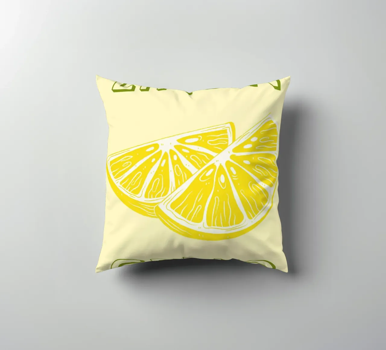 Bold Limoncello Lemon Slice on Soft Yellow Background decorative cushion by pdigitalprints