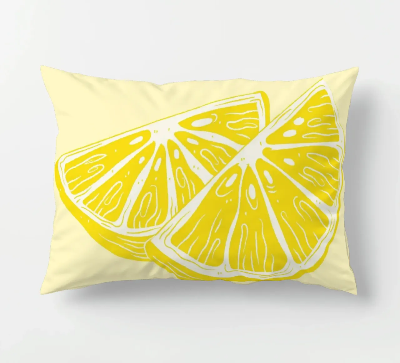 Bold Limoncello Lemon Slice on Soft Yellow Background decorative cushion by pdigitalprints