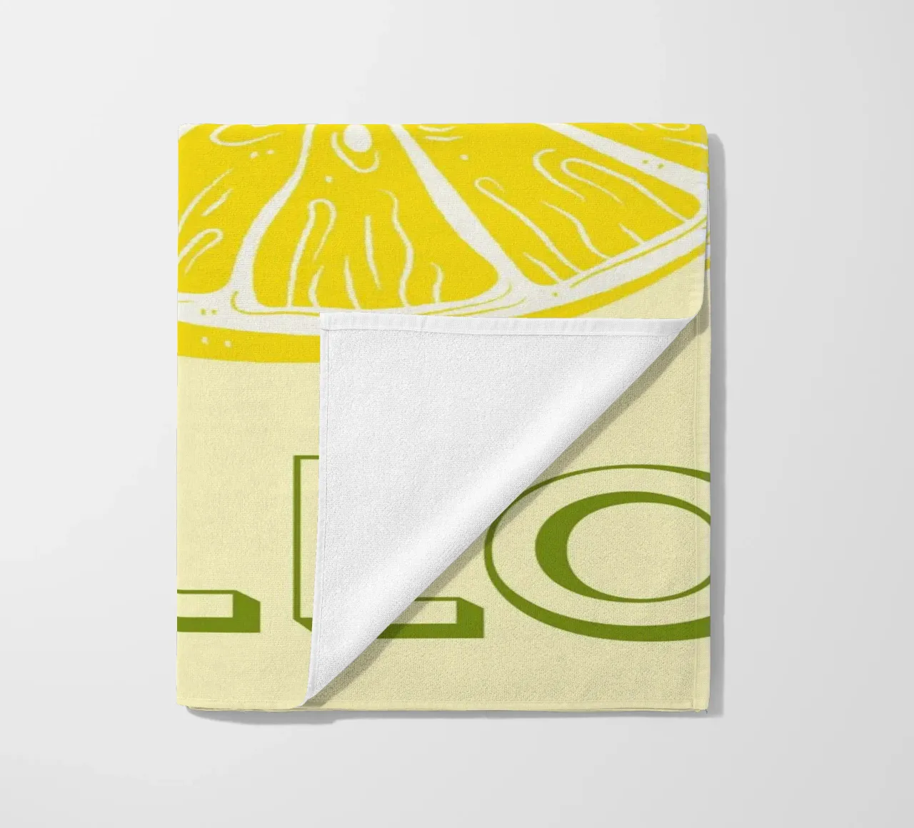 Bold Limoncello Lemon Slice on Soft Yellow Background beach towel by pdigitalprints