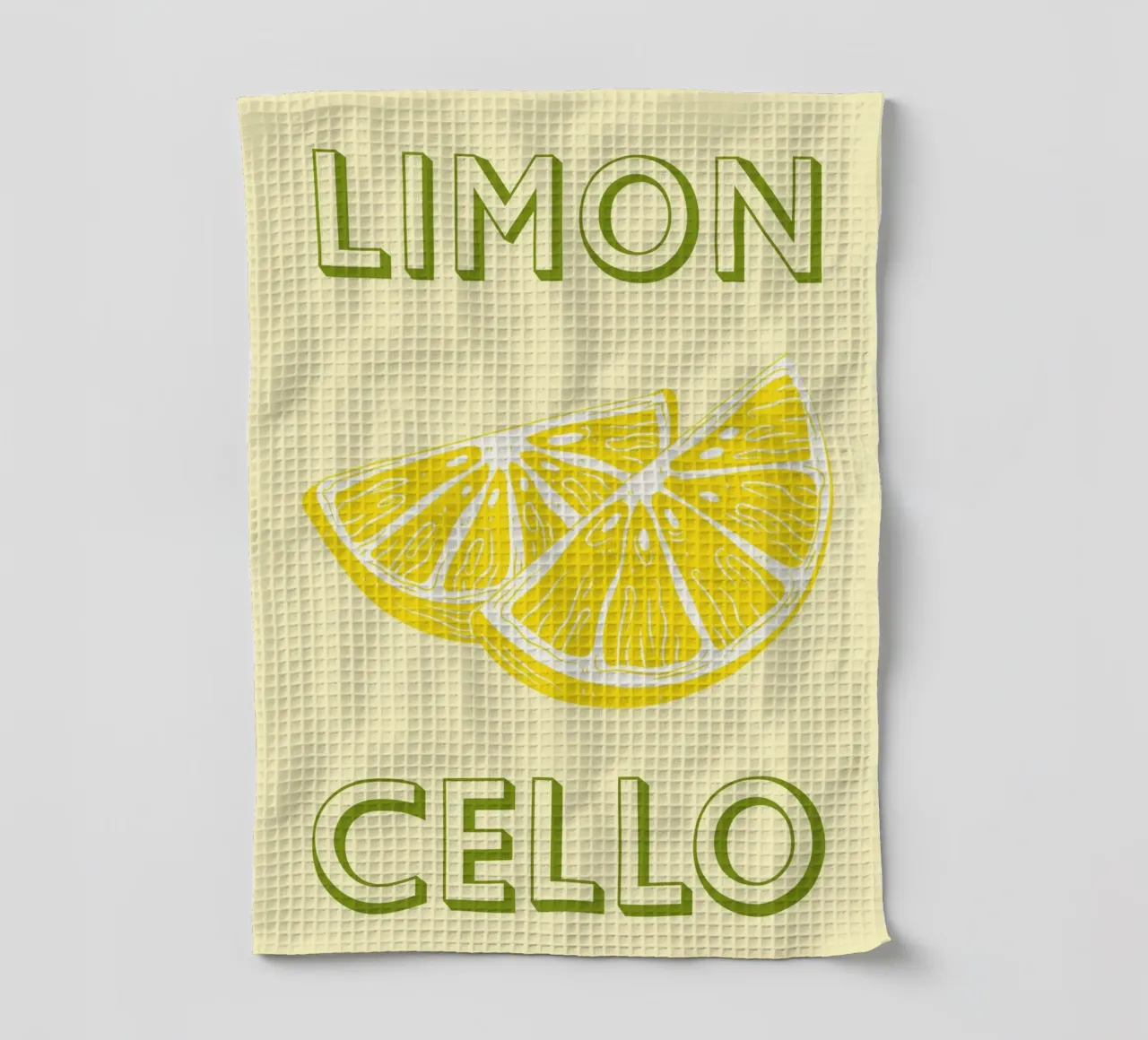 Bold Limoncello Lemon Slice on Soft Yellow Background tea towel by pdigitalprints