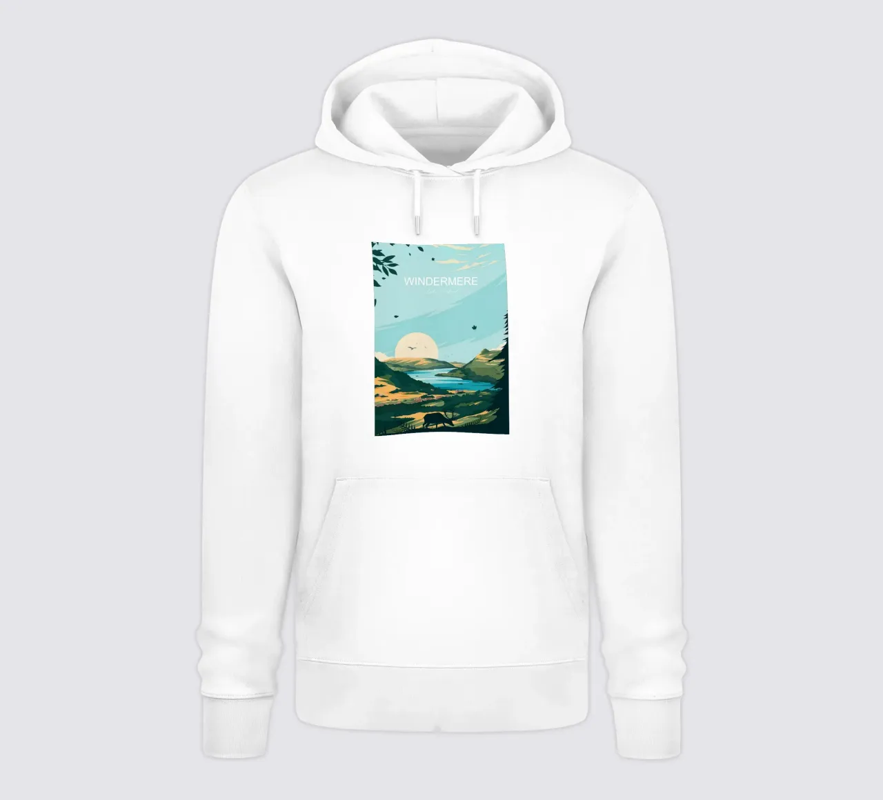 Stampa tradizionale da viaggio Windermere - Lake District felpa con cappuccio da Liliestudio