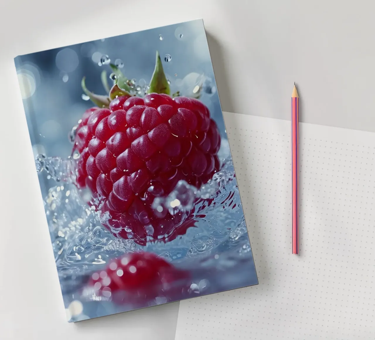 Himbeer splash notebook by M-Ulrich-Digital Art